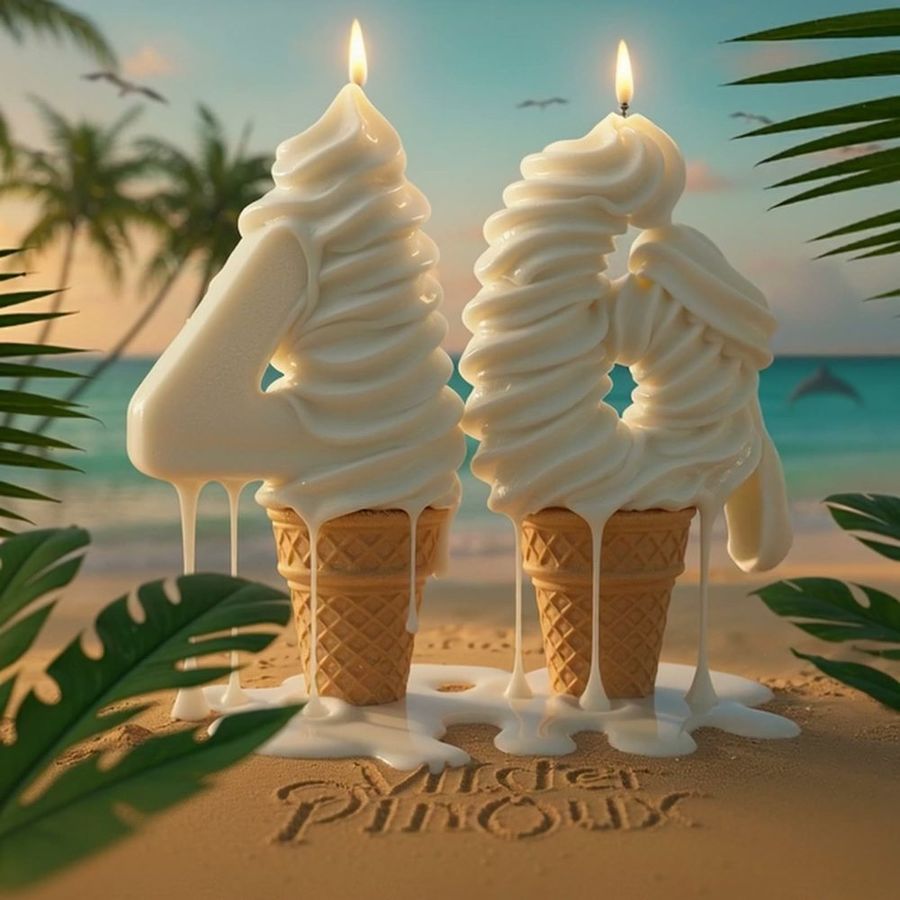 46 as two ice creams, melting