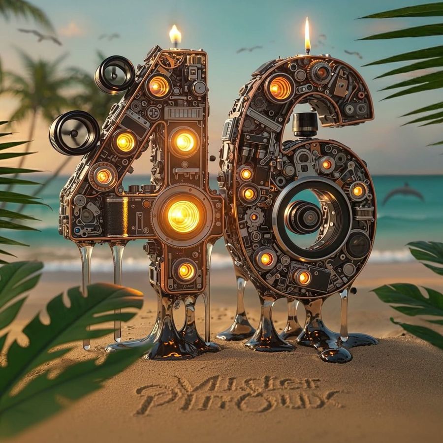 46 in brass and lamps, lit from inside